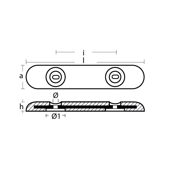 00273EMG bolt on bar anode (hull) 2.75kg