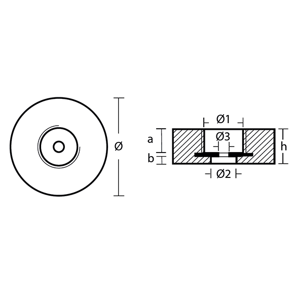 00152AL Disc anode transom 135mm