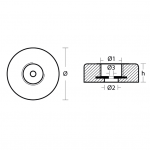 00154AL Disc anode transom 120mm