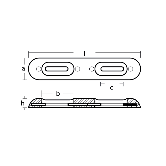 00270EMG bolt on bar anode (hull) 0.7kg