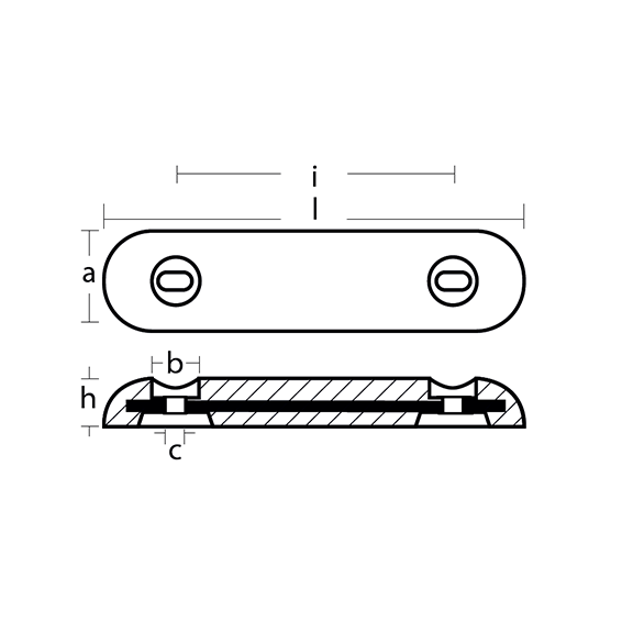 00271EAL bolt on bar anode hull 1.9kg
