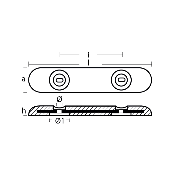 00272EAL bolt on bar anode hull 2.75kg