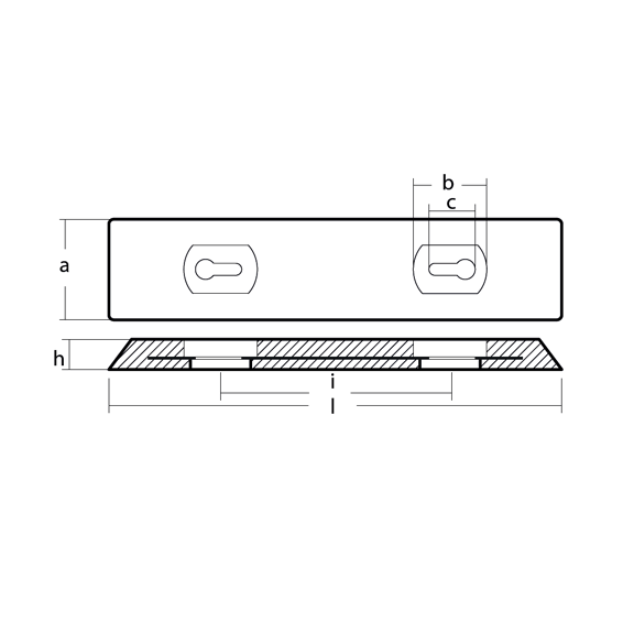 00274EAL bolt on bar anode hull 3.0kg