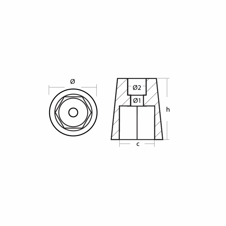 00400EMG Hexagonal prop anode 22-25mm
