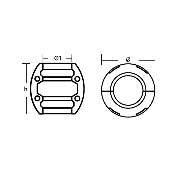 egg type shaft anode 75mm zinc