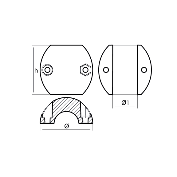 00503USAAL Egg type shaft anode 1''