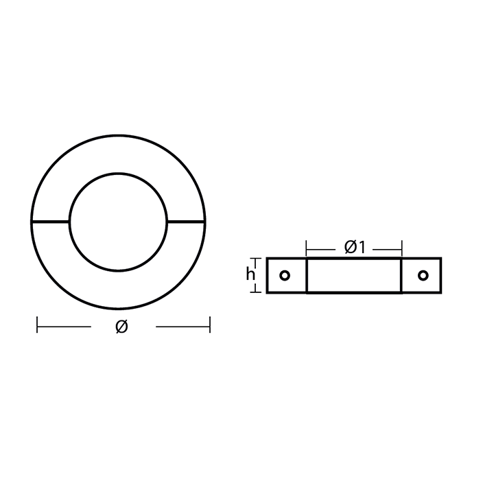 collar shaft anode 20mm zinc
