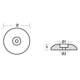 00105PAL Disc anode rudder 140mm