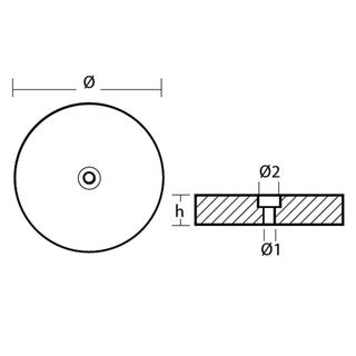 disc (M8 Thread) anode 100mm